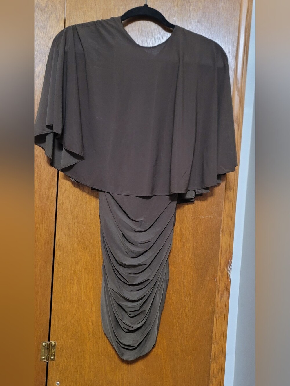 RONNY KOBO Draped Brown Cape-Style Dress M